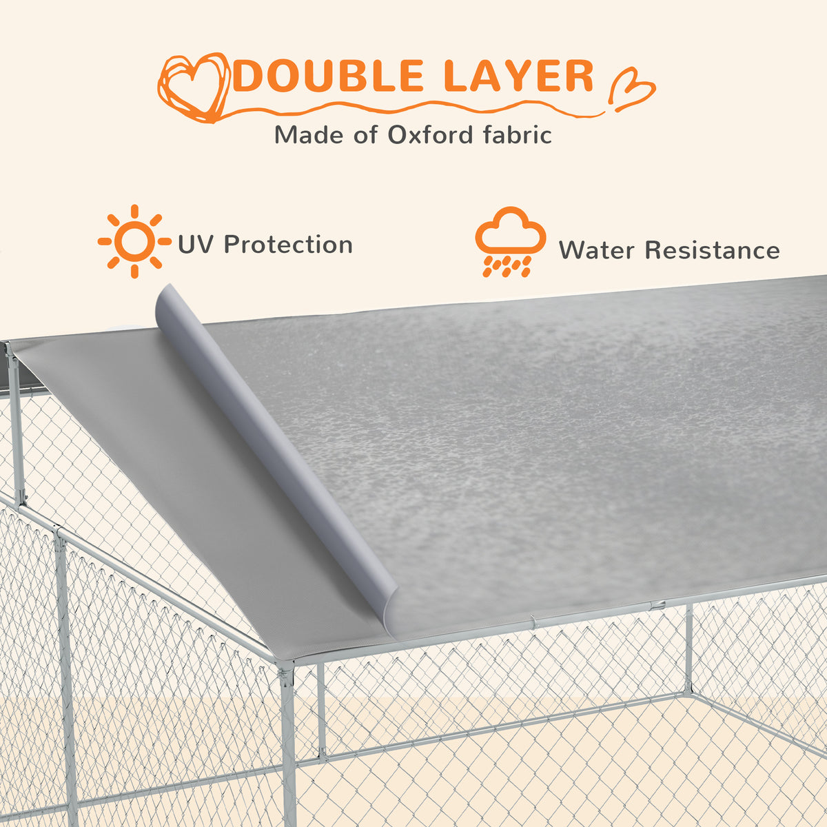Outdoor Heavy Duty Dog Kennel - 13.1' x 13.1' x 7.5' Silver Steel-Dogs-DECOROLALA