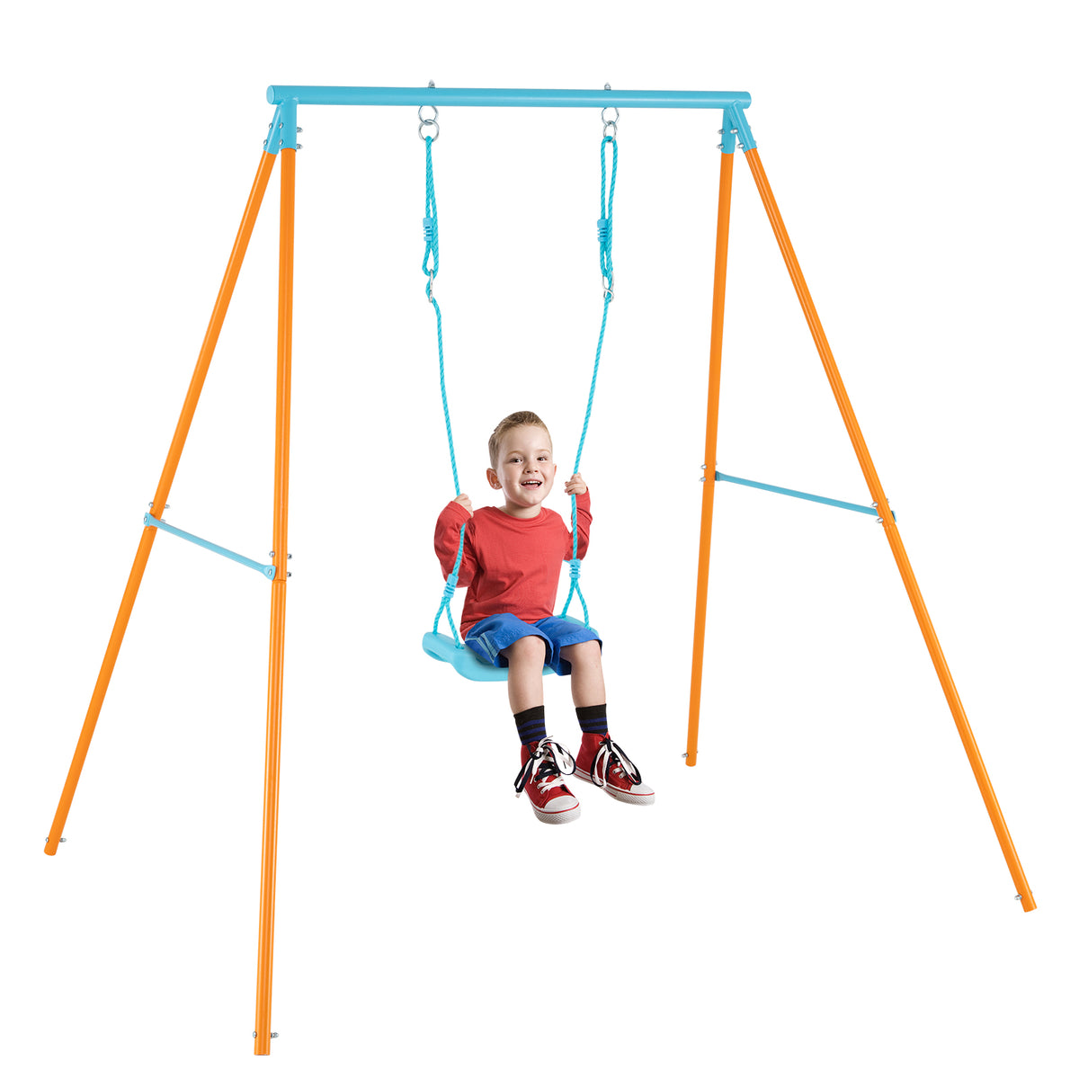 Heavy Duty Metal Toddler Swing Set with Stand - Adjustable Height