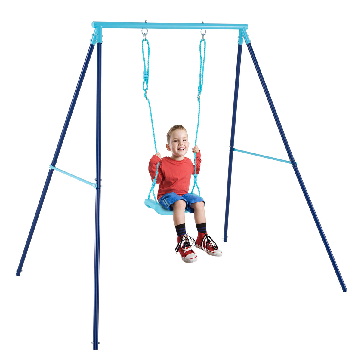Heavy Duty Metal Toddler Swing Set with Stand - Adjustable Height