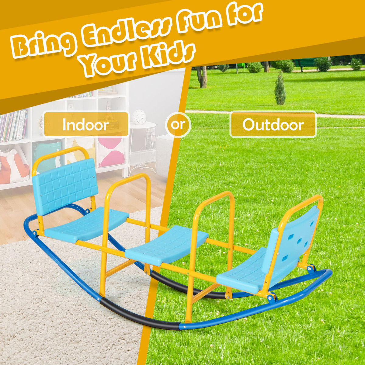 Outdoor Kids Seesaw Swivel Teeter for 3 to 8 Years Old