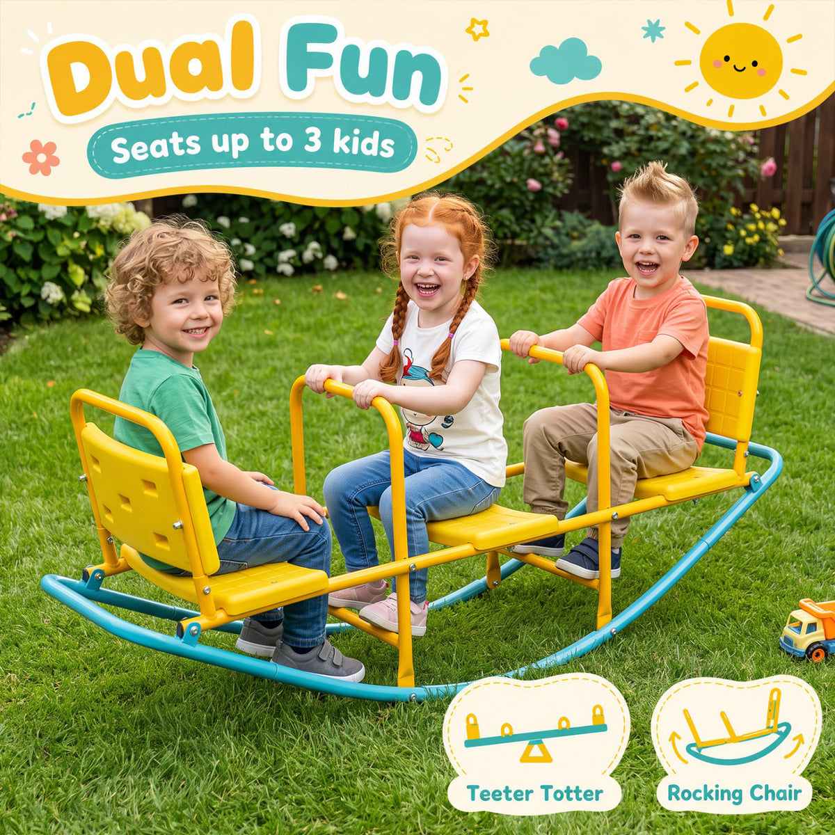 Outdoor Kids Seesaw Swivel Teeter for 3 to 8 Years Old