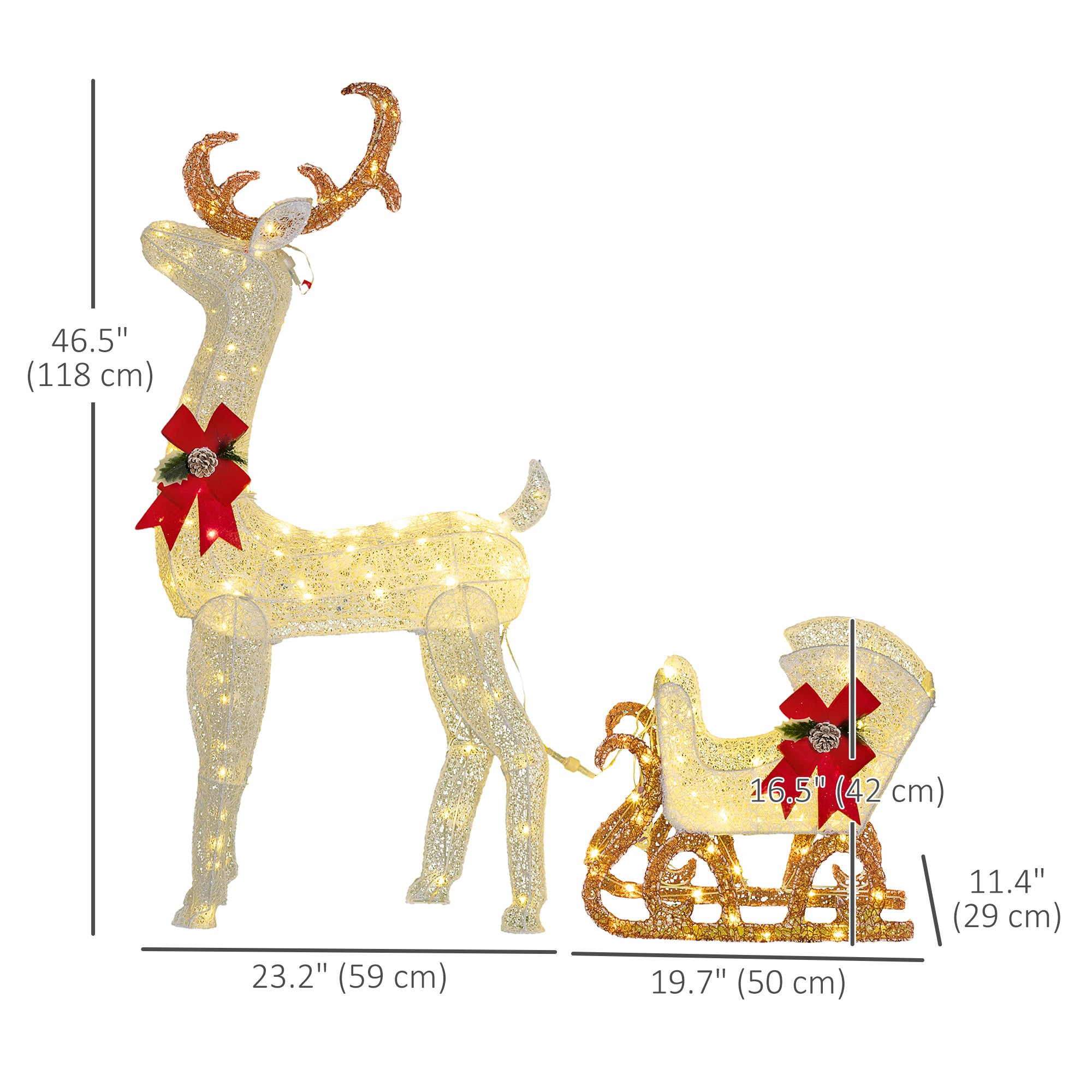 Outdoor Lighted Reindeer - 170 LED Warm White Christmas Decor-Home Furnishings > Holiday & Seasonal > Christmas Decorations > Christmas Deer Lights-DECOROLALA