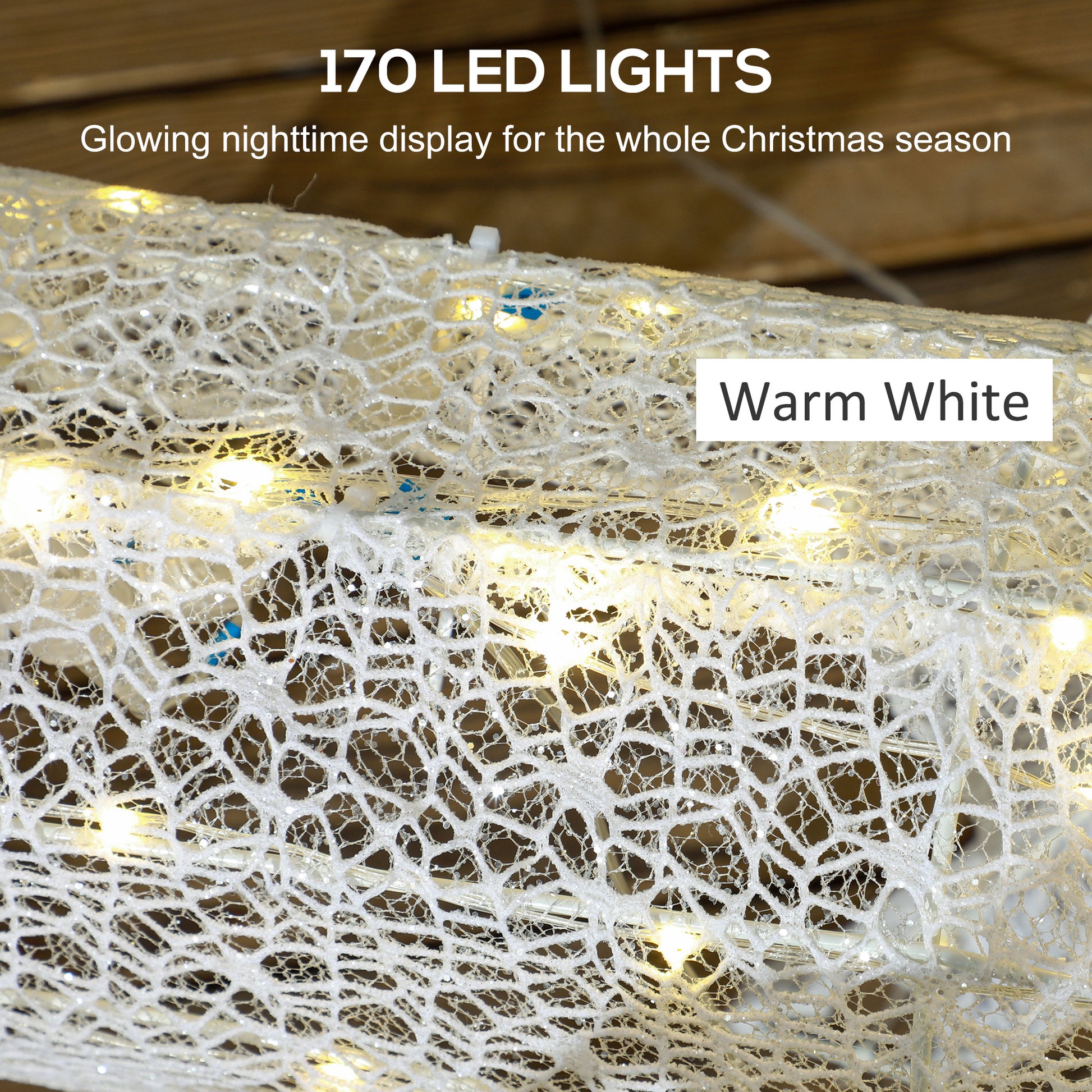 Outdoor Lighted Reindeer - 170 LED Warm White Christmas Decor-Home Furnishings > Holiday & Seasonal > Christmas Decorations > Christmas Deer Lights-DECOROLALA