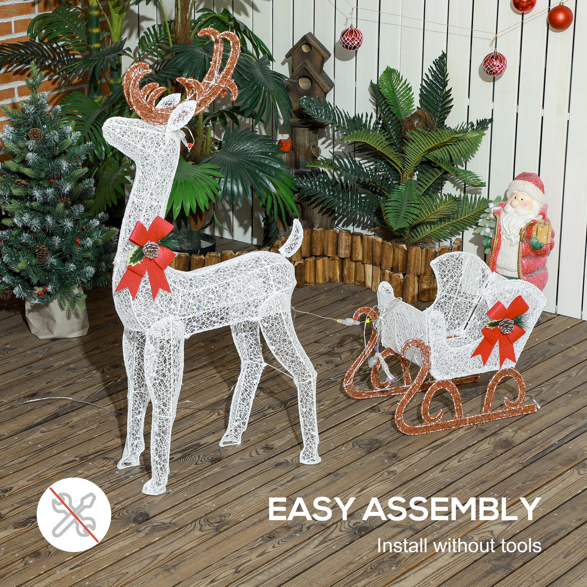 Outdoor Lighted Reindeer - 170 LED Warm White Christmas Decor-Home Furnishings > Holiday & Seasonal > Christmas Decorations > Christmas Deer Lights-DECOROLALA