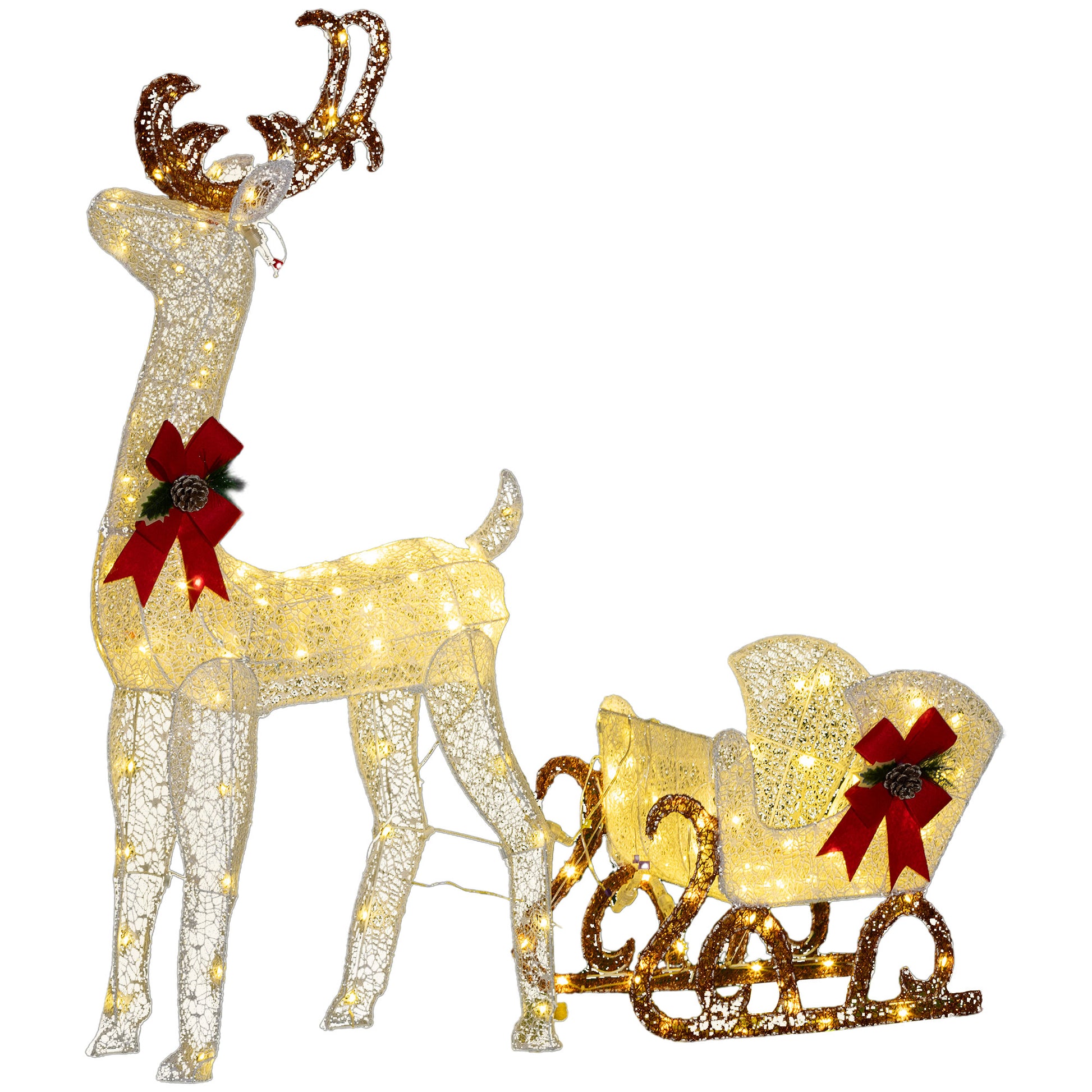 Outdoor Lighted Reindeer - 170 LED Warm White Christmas Decor-Home Furnishings > Holiday & Seasonal > Christmas Decorations > Christmas Deer Lights-DECOROLALA