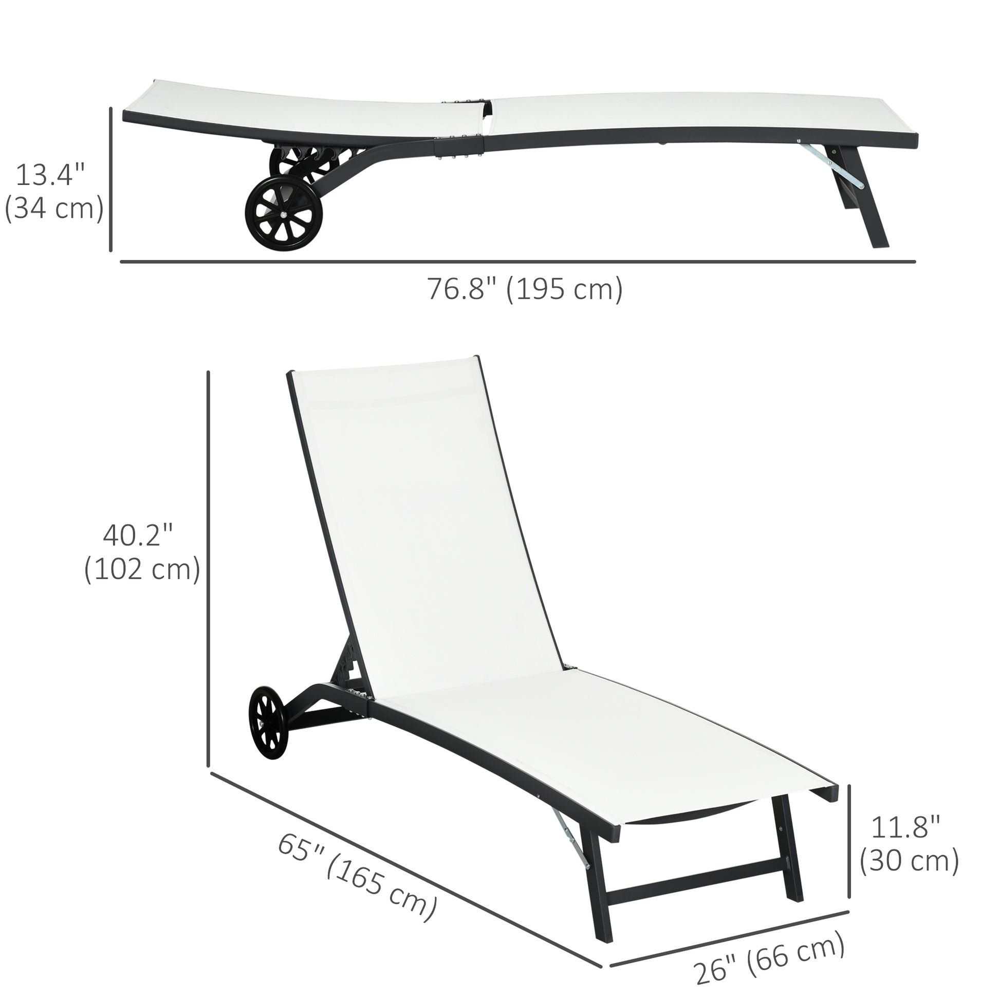 Outdoor Lounge Chair Set, 2-Piece, Breathable Mesh, Cream White, Patio, Backyard, Poolside-DECOROLALA