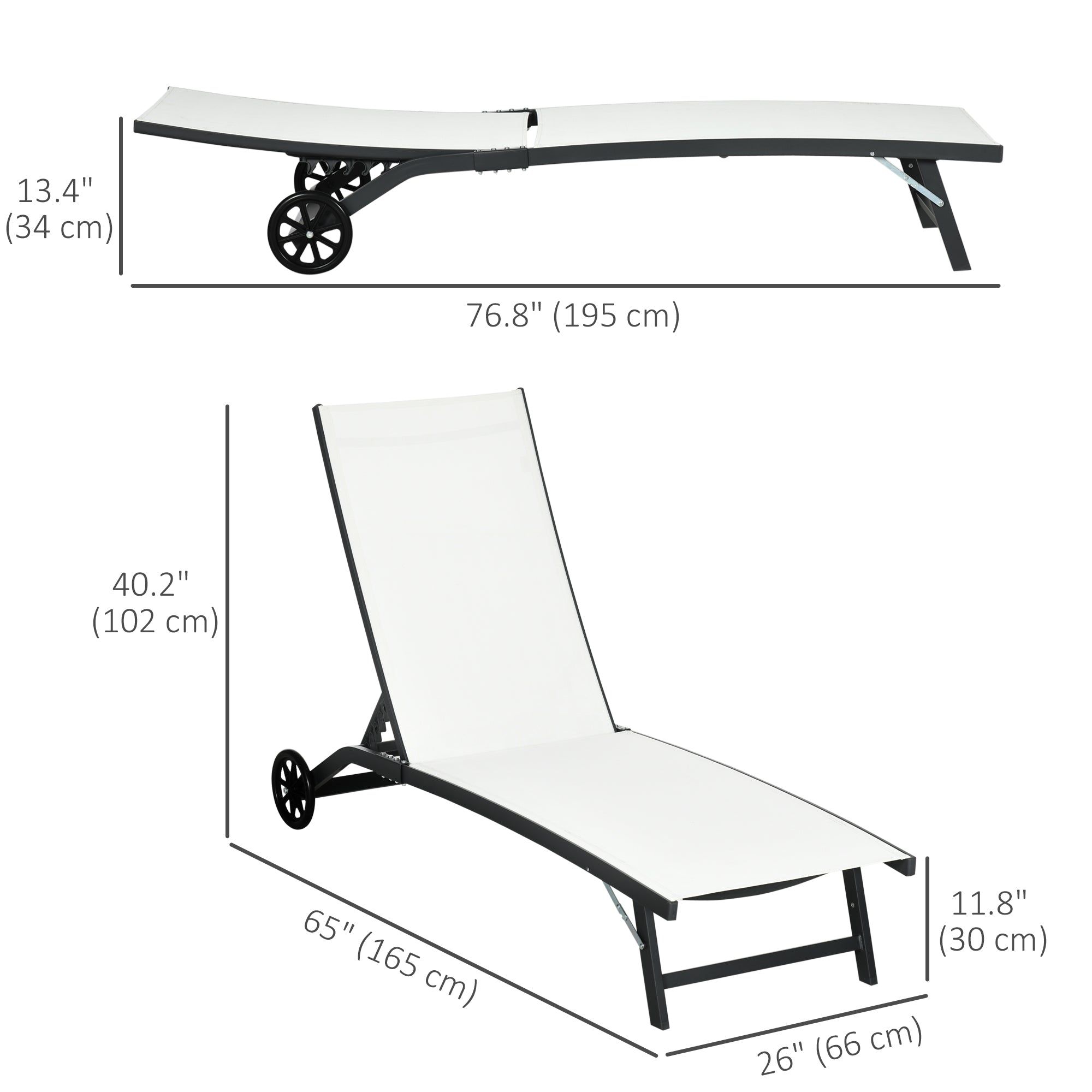 Outdoor Lounge Chair Set, 2-Piece, Breathable Mesh, Cream White, Patio, Backyard, Poolside-DECOROLALA