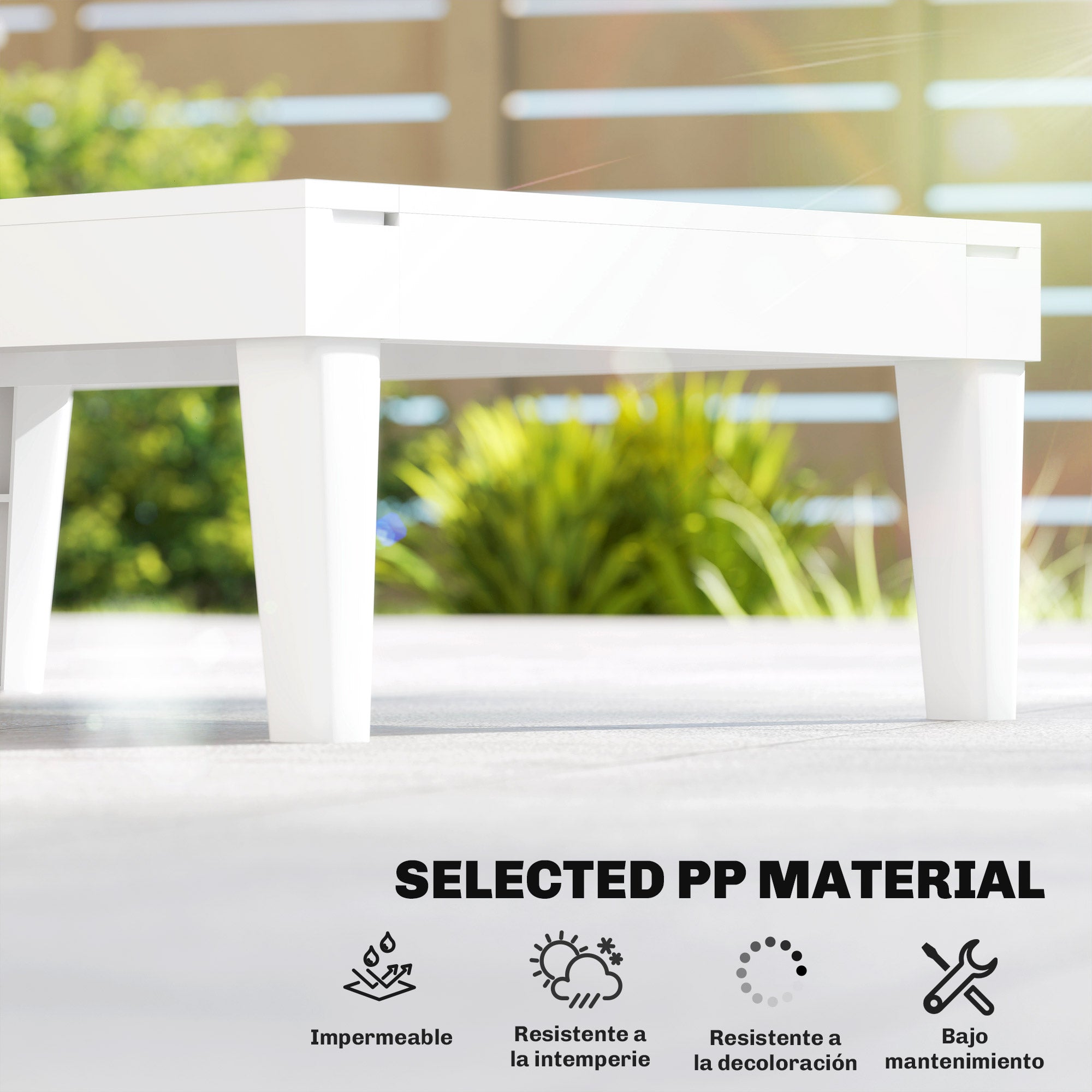 Outdoor Lounge Chair Set of 2, 4-Position Adjustable Waterproof Chairs, White-DECOROLALA