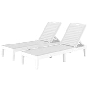 Outdoor Lounge Chair Set of 2, 4-Position Adjustable Waterproof Chairs, White-DECOROLALA