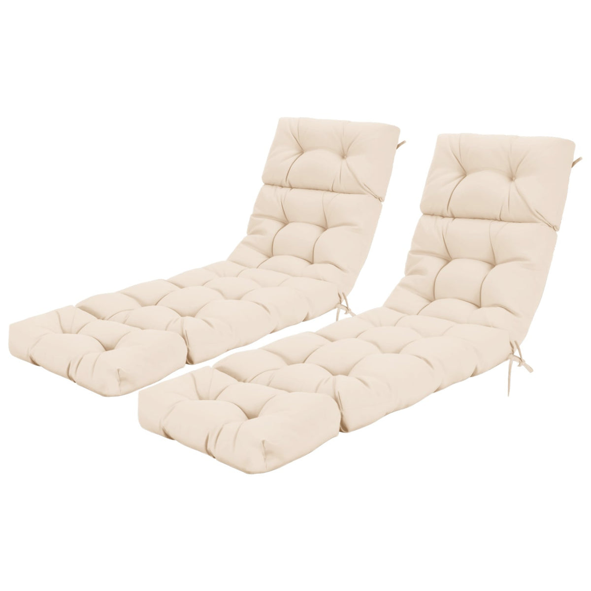 Outdoor Lounge Chaise Cushion 73"x22" with High Back String Ties-Beige-Outdoor Furniture Accessories-DECOROLALA