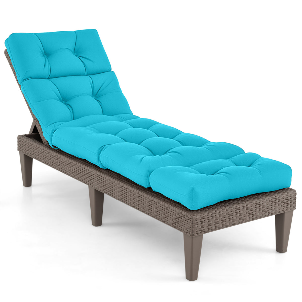 Outdoor Lounge Chaise Cushion with String Ties for Garden Poolside-Green-Outdoor Furniture Accessories-DECOROLALA