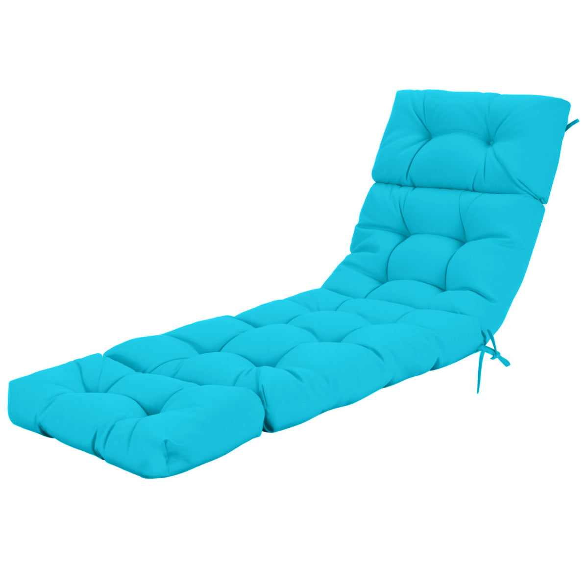 Outdoor Lounge Chaise Cushion with String Ties for Garden Poolside-Green-Outdoor Furniture Accessories-DECOROLALA