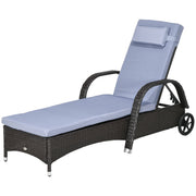 Outdoor Lounger Chair - Deep Coffee 5-Level Adjustable-Outdoor Chaise Lounges-DECOROLALA