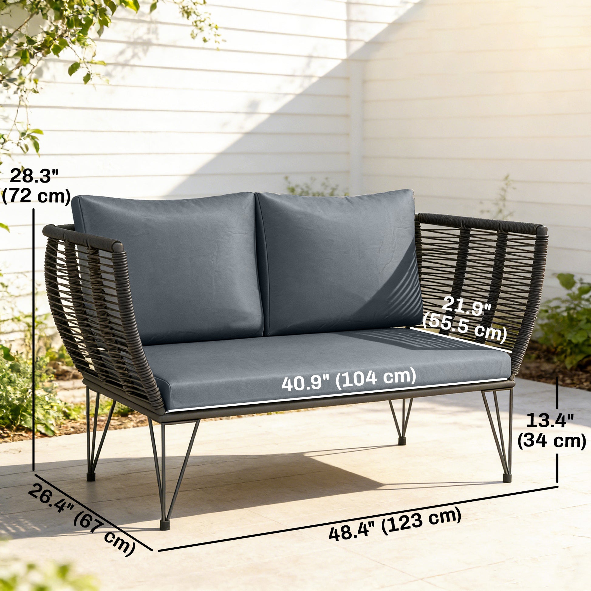 Outdoor Loveseat 2 Seater Patio Sofa Light Grey-DECOROLALA