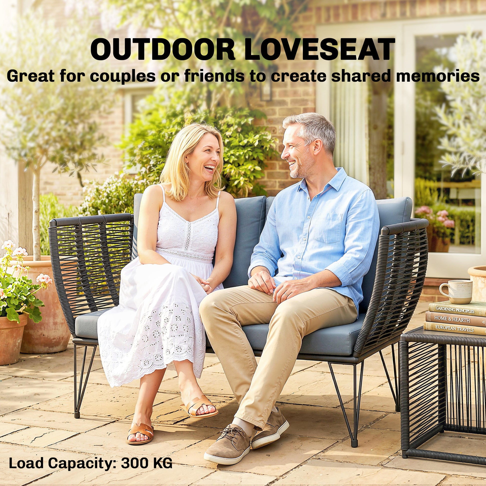 Outdoor Loveseat 2 Seater Patio Sofa Light Grey-DECOROLALA