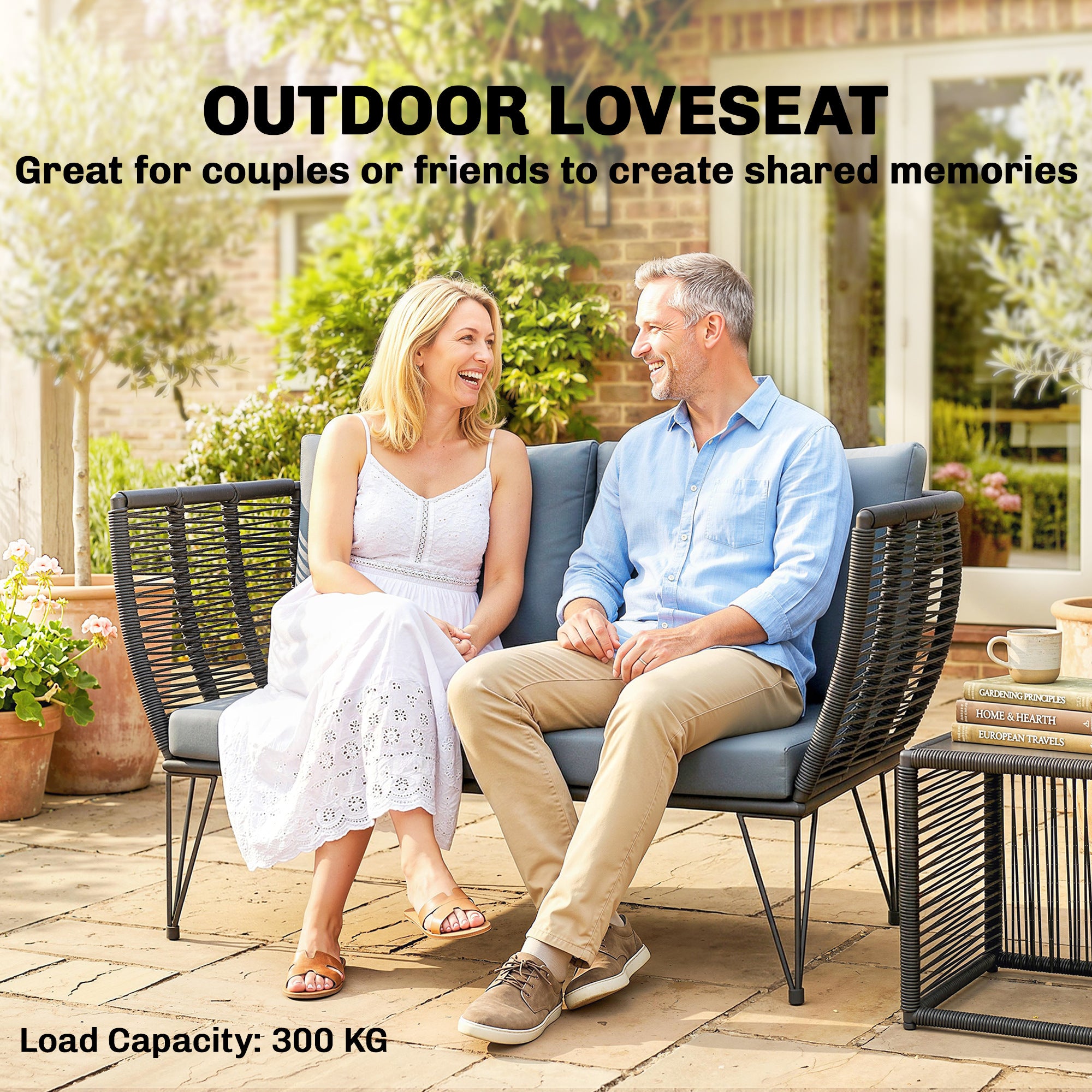 Outdoor Loveseat 2 Seater Patio Sofa Light Grey-DECOROLALA