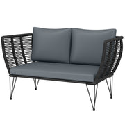 Outdoor Loveseat 2 Seater Patio Sofa Light Grey-DECOROLALA