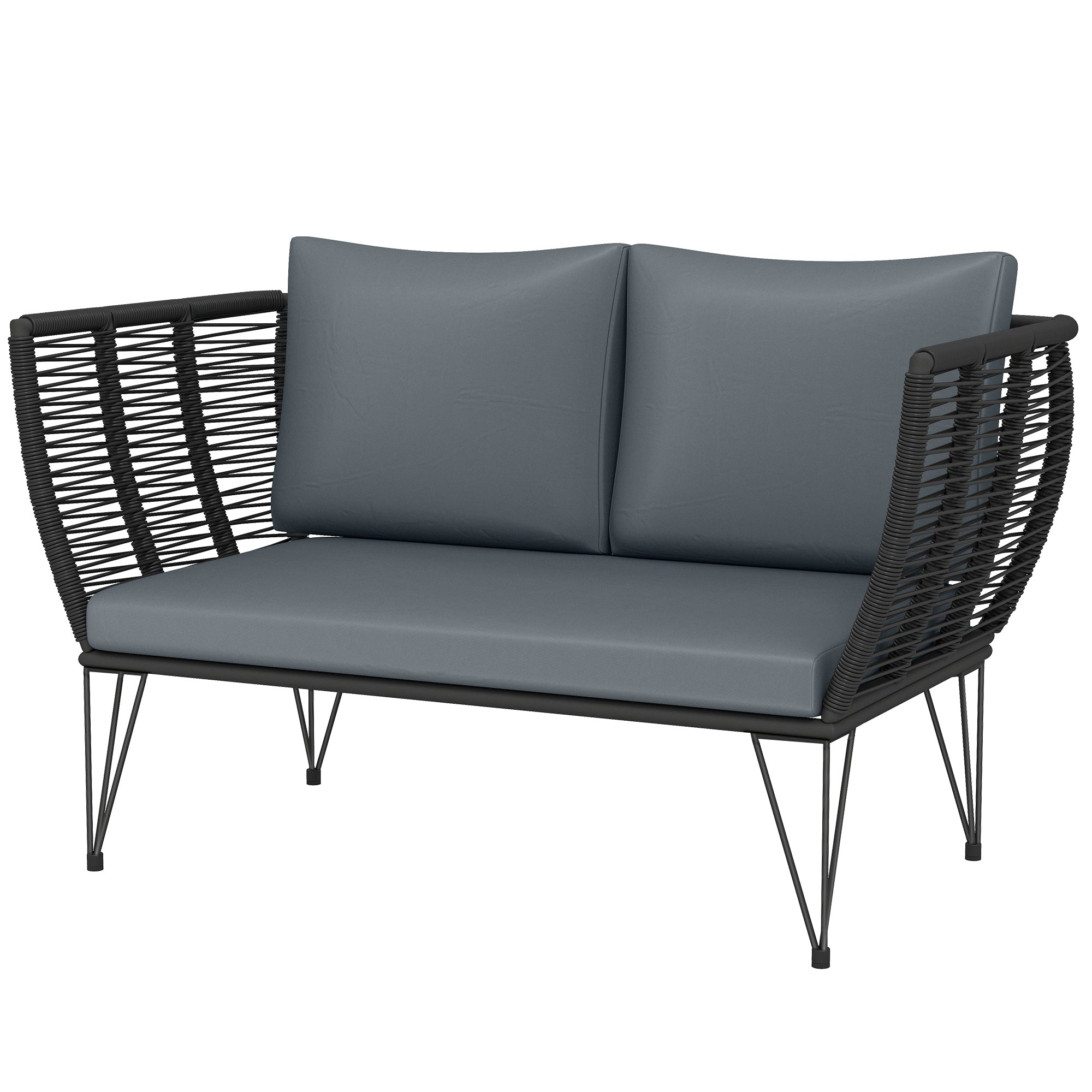 Outdoor Loveseat 2 Seater Patio Sofa Light Grey-DECOROLALA