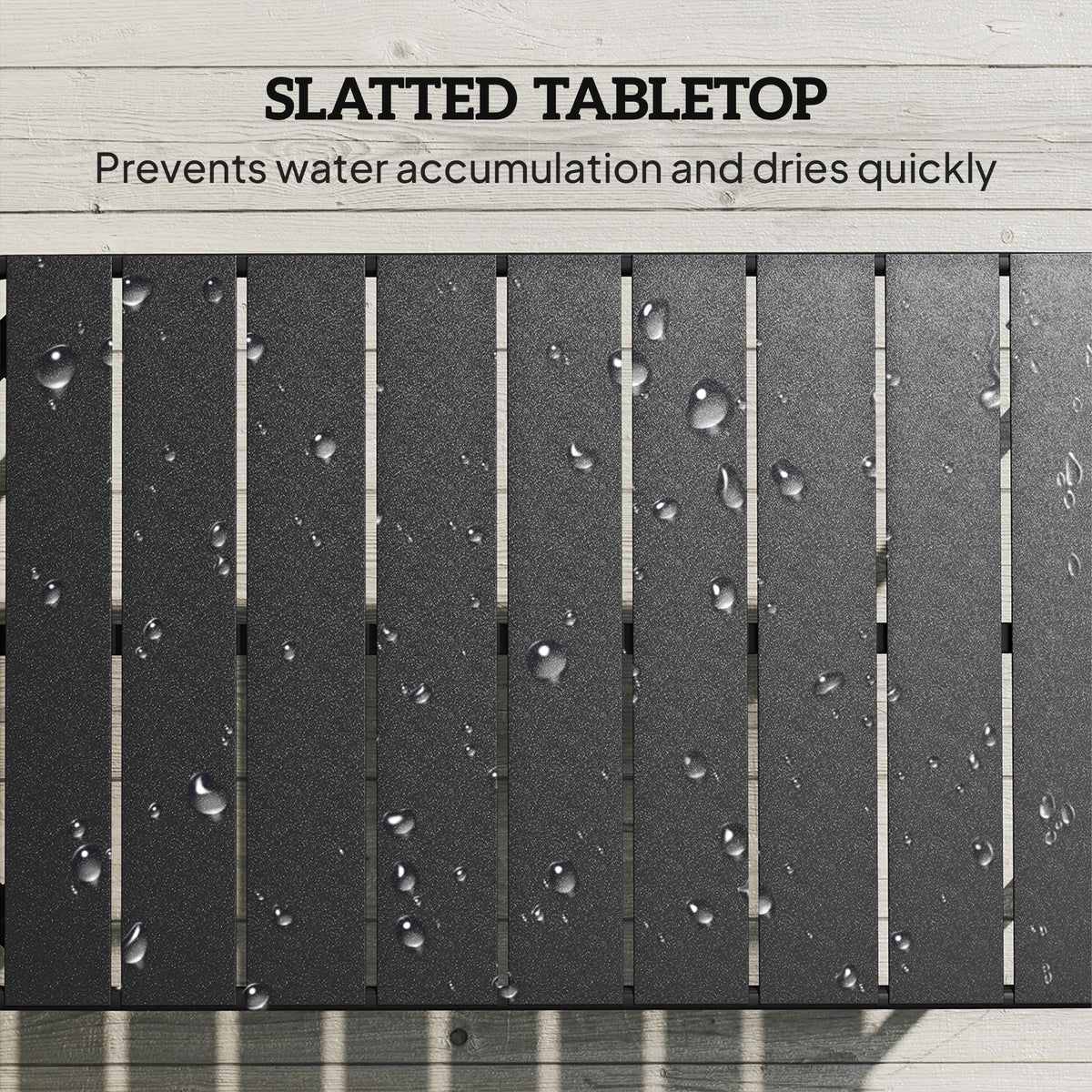 Outdoor Metal Coffee Table - Black 35" Slatted Steel-Patio & Garden > Patio Furniture > Patio Side Tables-DECOROLALA