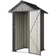 Outdoor Metal Garden Storage Shed - Grey 48" x 48"-Patio & Garden > Lawn & Garden > Sheds-DECOROLALA
