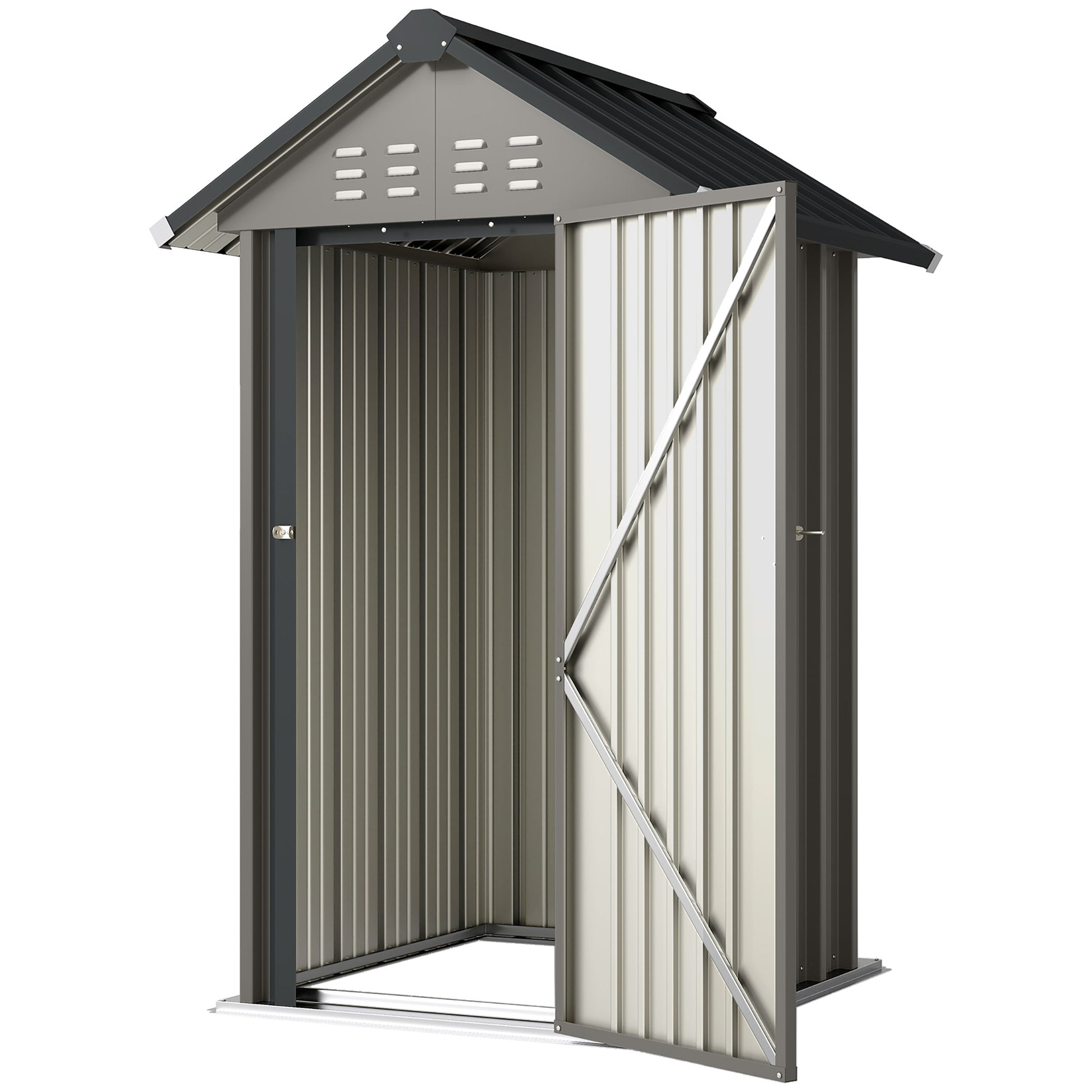 Outdoor Metal Garden Storage Shed - Grey 48" x 48"-Patio & Garden > Lawn & Garden > Sheds-DECOROLALA