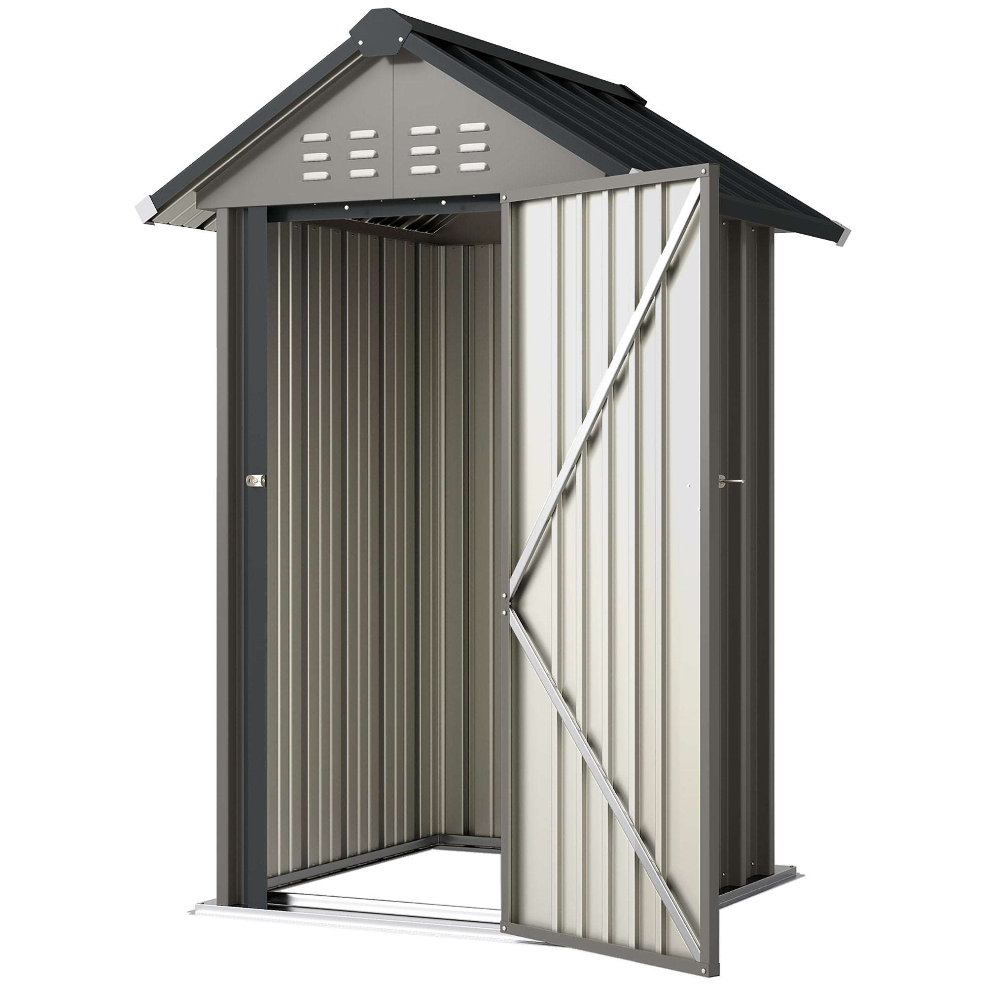 Outdoor Metal Garden Storage Shed - Grey 48" x 48"-Patio & Garden > Lawn & Garden > Sheds-DECOROLALA