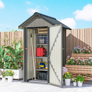 Outdoor Metal Garden Storage Shed - Grey 48" x 48"-Patio & Garden > Lawn & Garden > Sheds-DECOROLALA