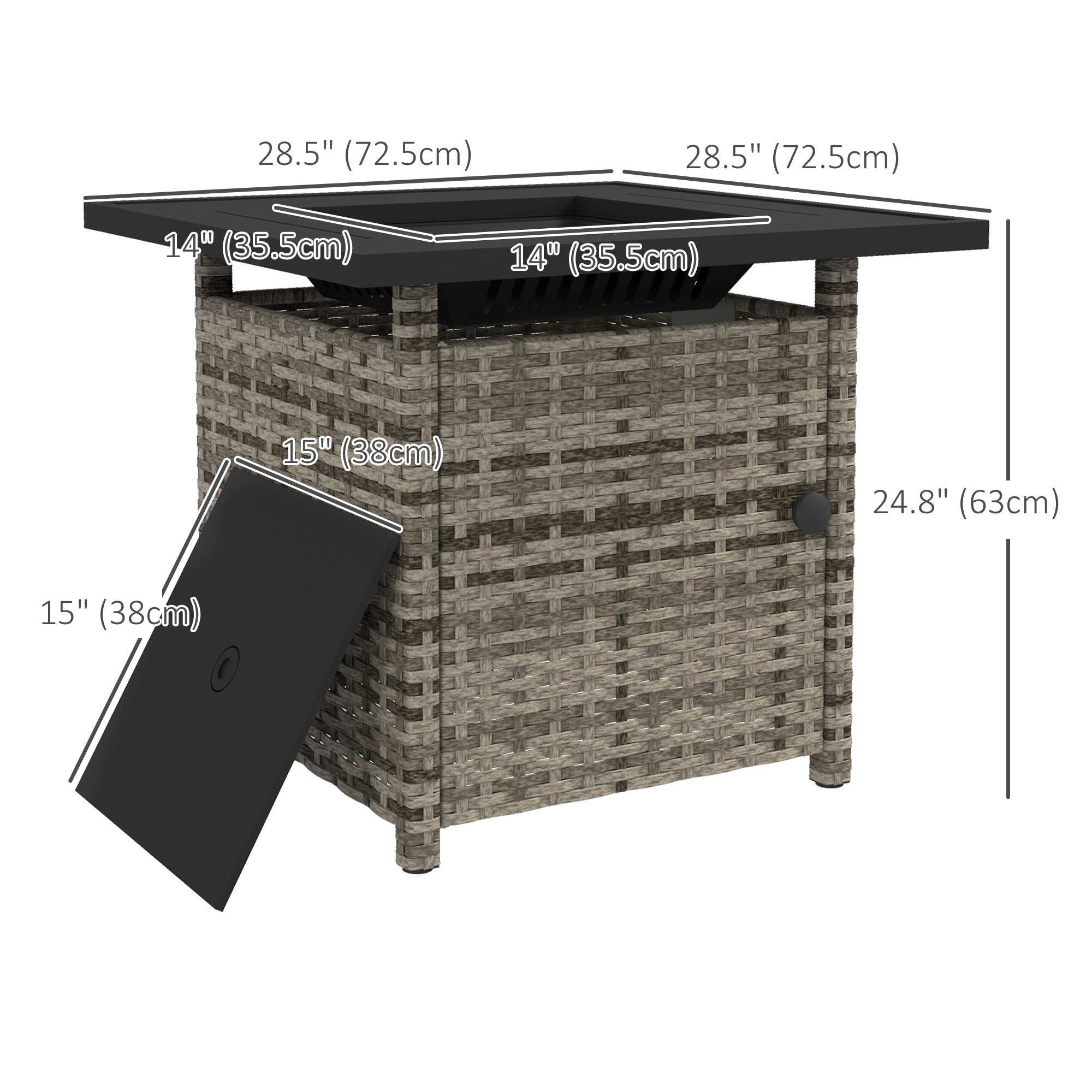 Outdoor PE Rattan Propane Fire Pit Table - Mixed Grey-Patio & Garden > Fire Pits-DECOROLALA