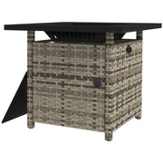 Outdoor PE Rattan Propane Fire Pit Table - Mixed Grey-Patio & Garden > Fire Pits-DECOROLALA