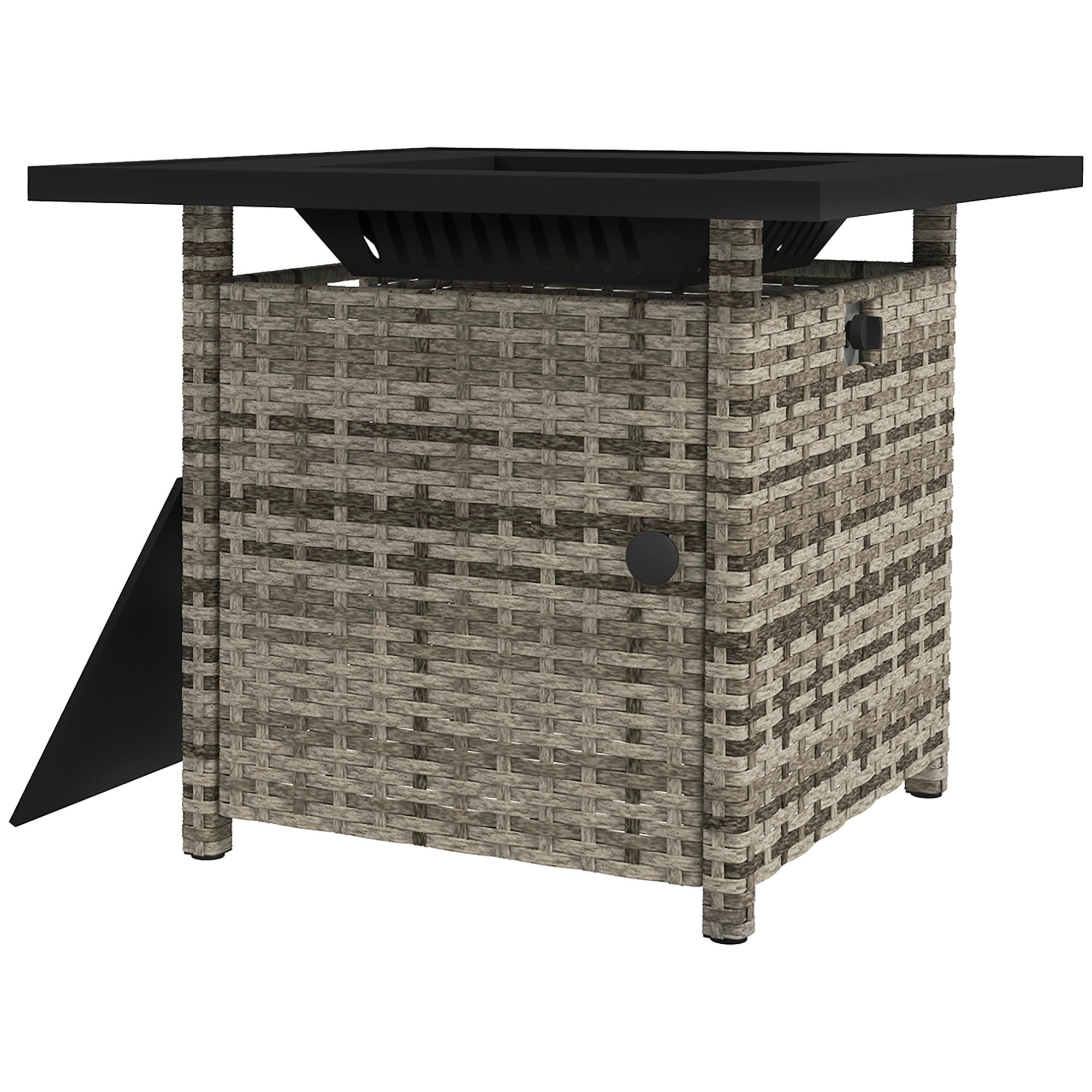 Outdoor PE Rattan Propane Fire Pit Table - Mixed Grey-Patio & Garden > Fire Pits-DECOROLALA