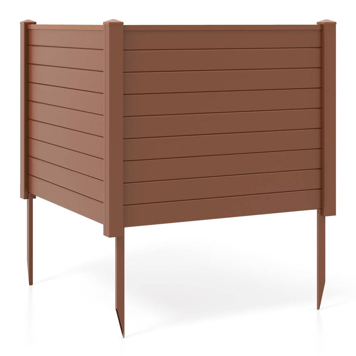 Outdoor PVC Air Conditioner Fence with 20 Inch Long Stakes-Brown-Outdoor Privacy Screens-DECOROLALA