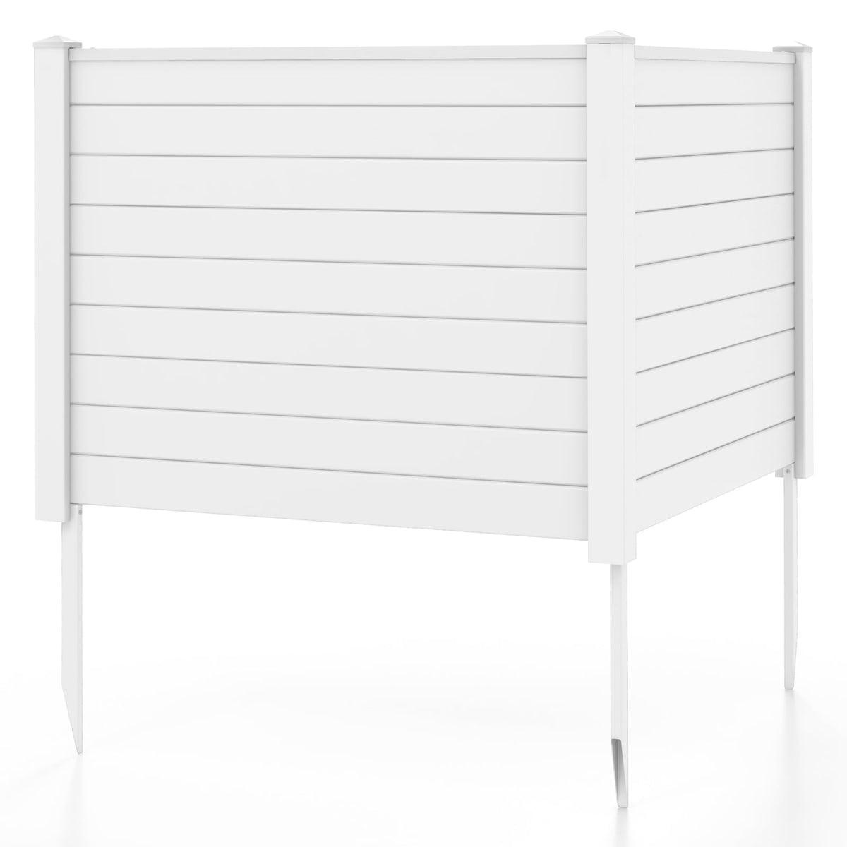 Outdoor PVC Air Conditioner Fence with 20 Inch Long Stakes-White-Outdoor Privacy Screens-DECOROLALA
