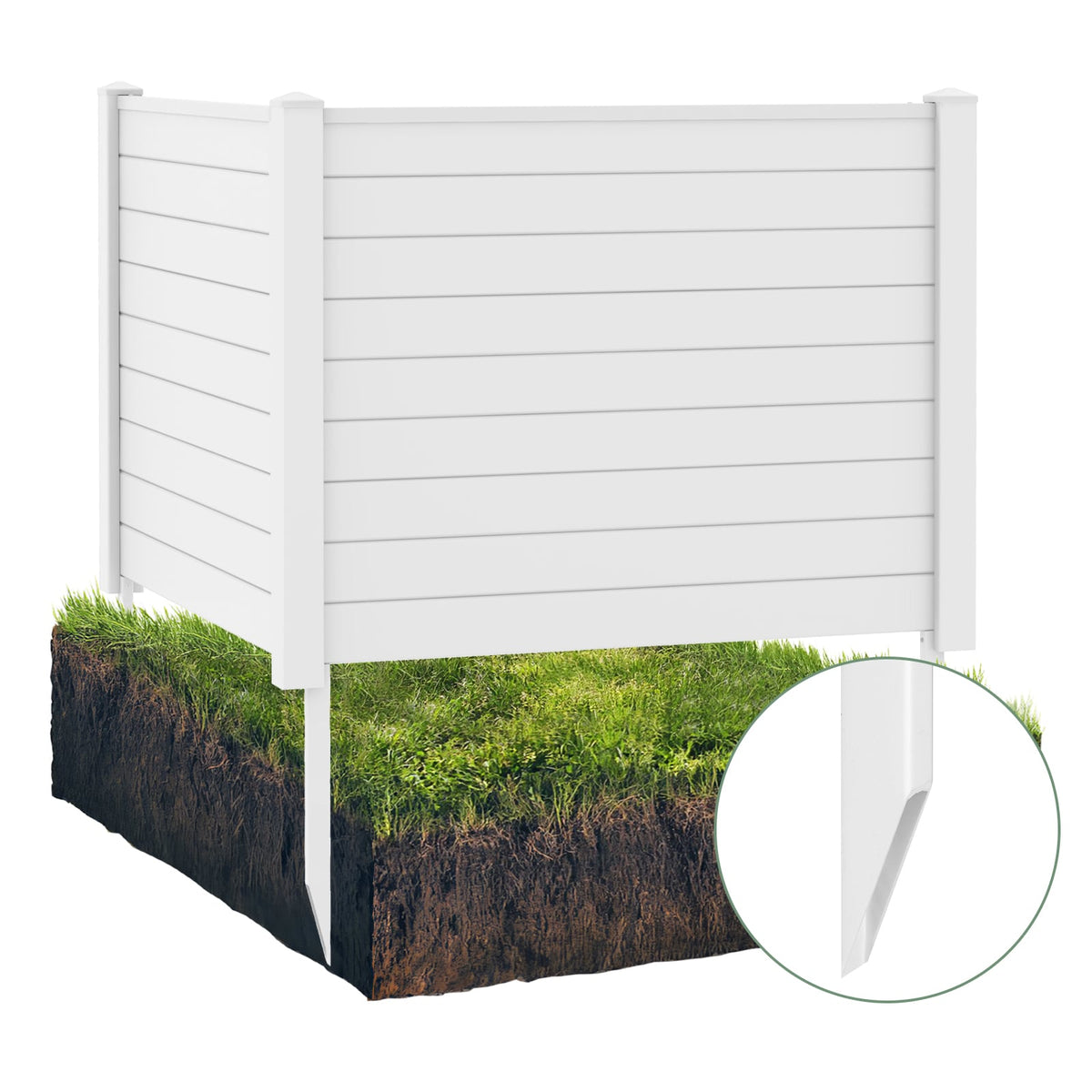 Outdoor PVC Air Conditioner Fence with 20 Inch Long Stakes-White-Outdoor Privacy Screens-DECOROLALA