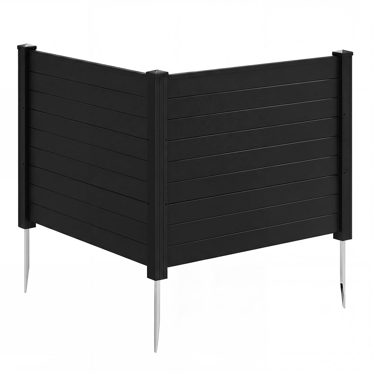 Outdoor PVC Privacy Screens Fence Panels with 20 Inch Long Stakes-Black-Outdoor Privacy Screens-DECOROLALA