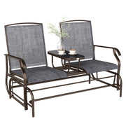 Outdoor Patio 2-Seater Glider Rocking Chair, Grey, Garden Bench-DECOROLALA