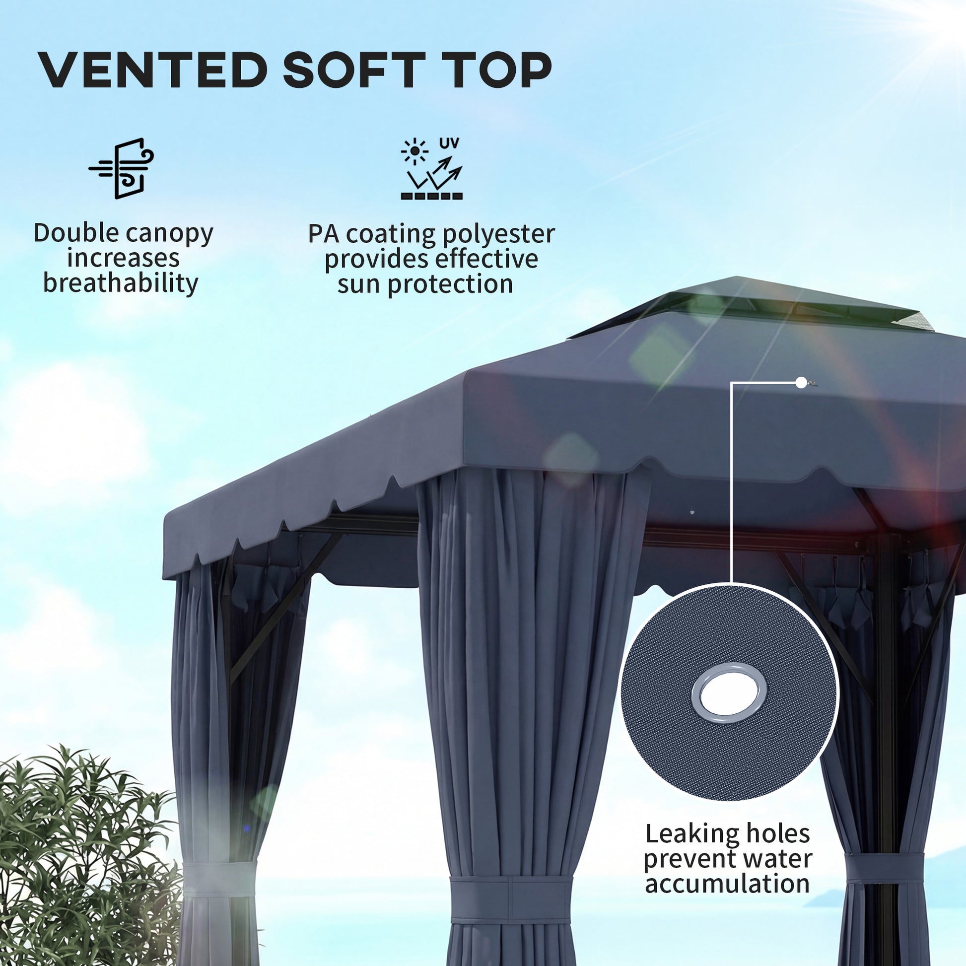 Outdoor Patio Gazebo 10x10 - Dark Blue-DECOROLALA