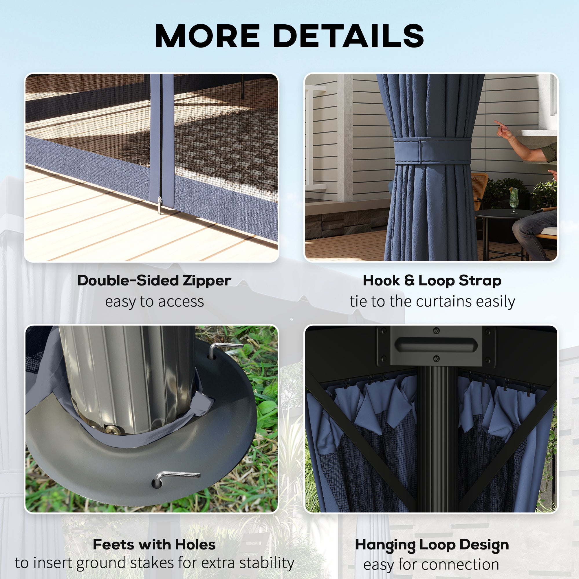 Outdoor Patio Gazebo 10x10 - Dark Blue-DECOROLALA