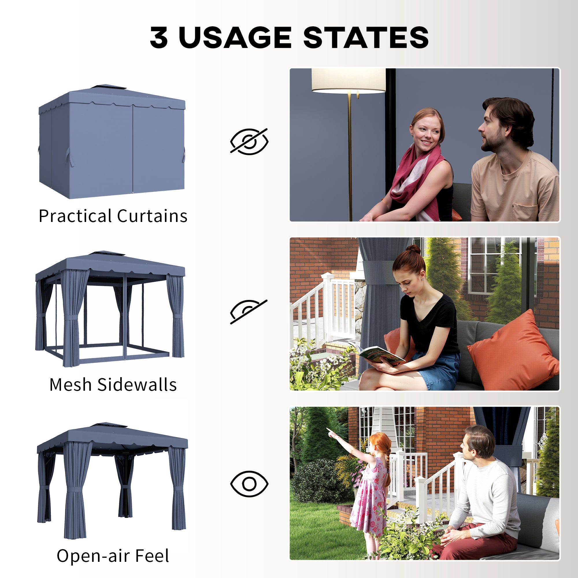 Outdoor Patio Gazebo 10x10 - Dark Blue-DECOROLALA