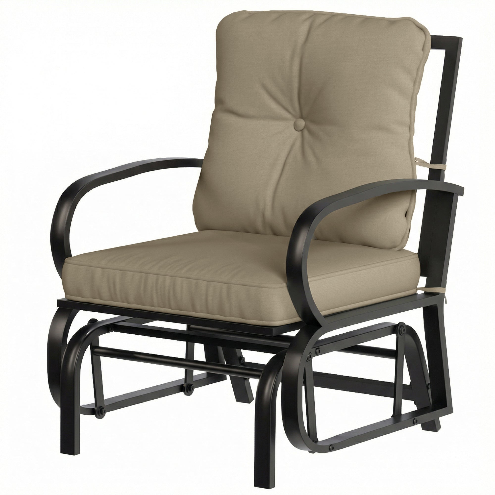 Outdoor Patio Glider Chair with Cushions - Beige-DECOROLALA