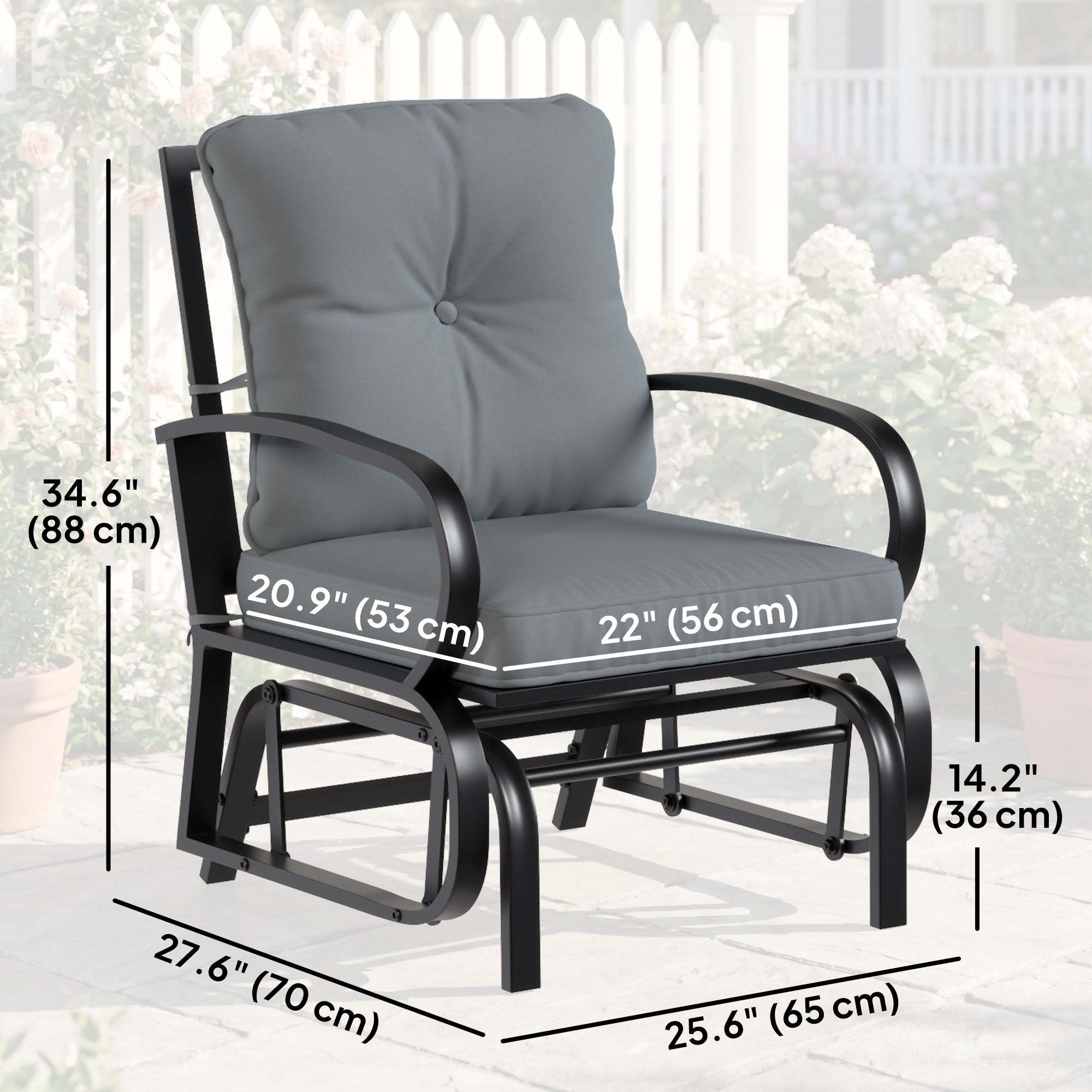 Outdoor Patio Glider Chair with Cushions - Light Grey-DECOROLALA