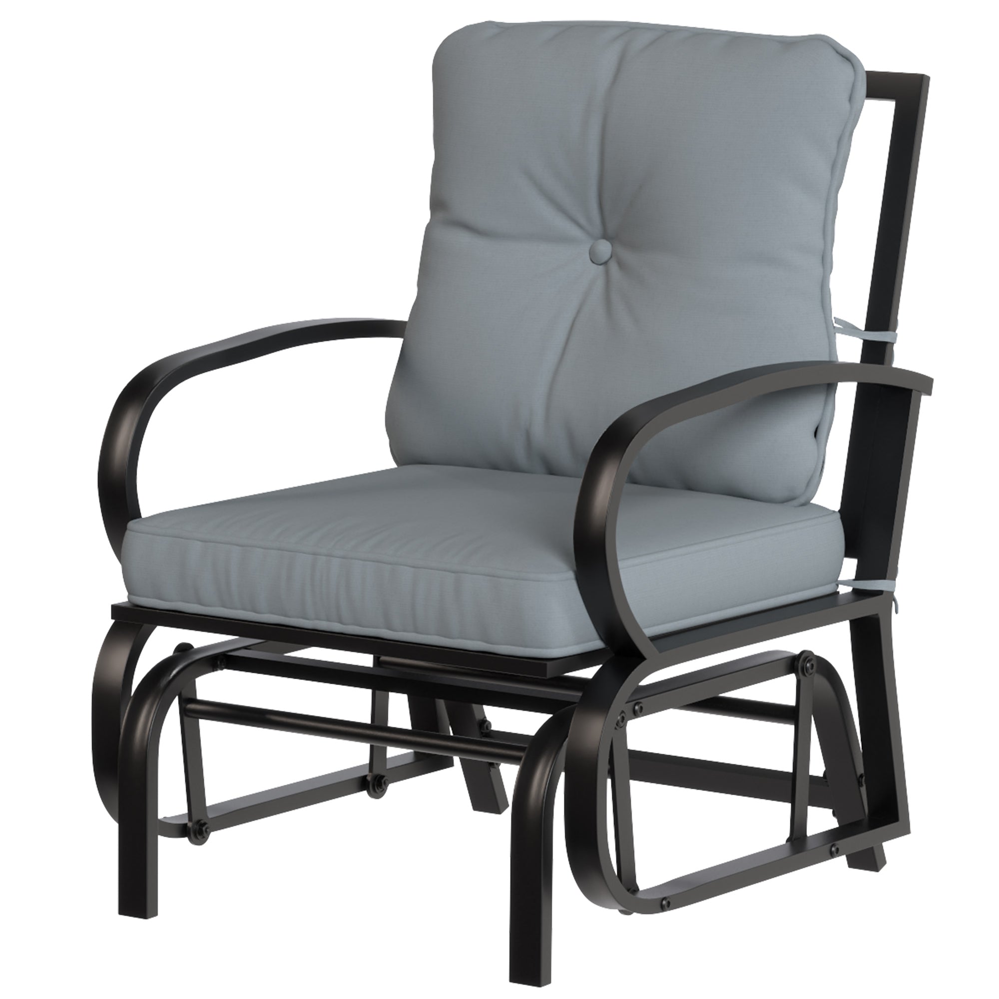 Outdoor Patio Glider Chair with Cushions - Light Grey-DECOROLALA