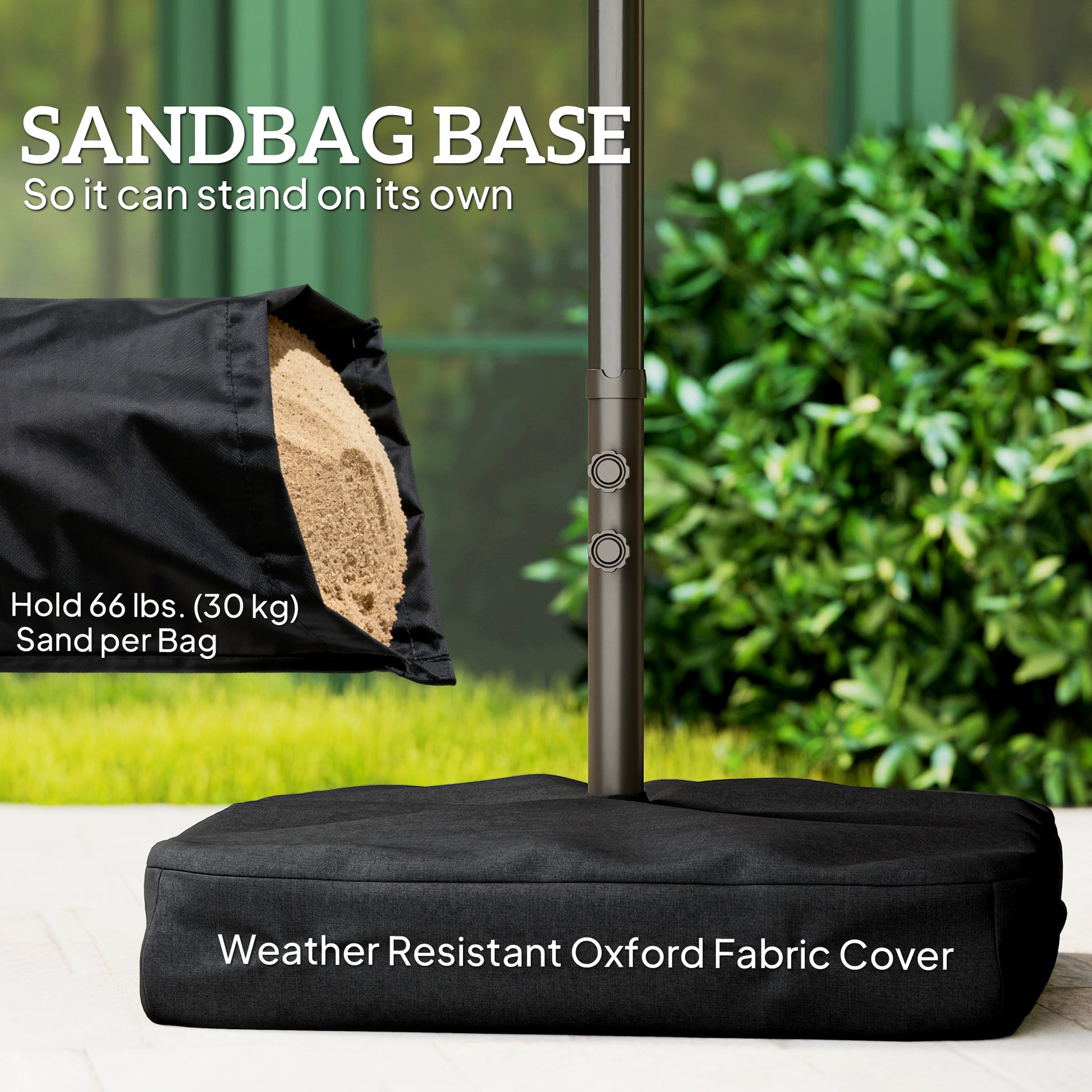 Outdoor Patio Umbrella - 15' Khaki Sunshade with Crank Lift-DECOROLALA
