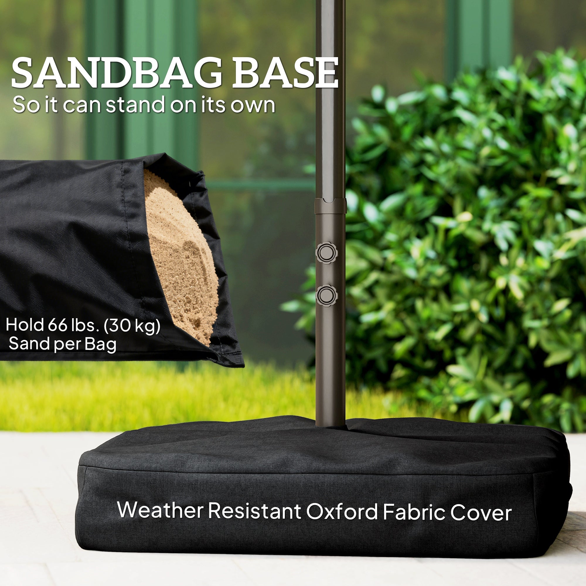 Outdoor Patio Umbrella - 15' Khaki Sunshade with Crank Lift-DECOROLALA