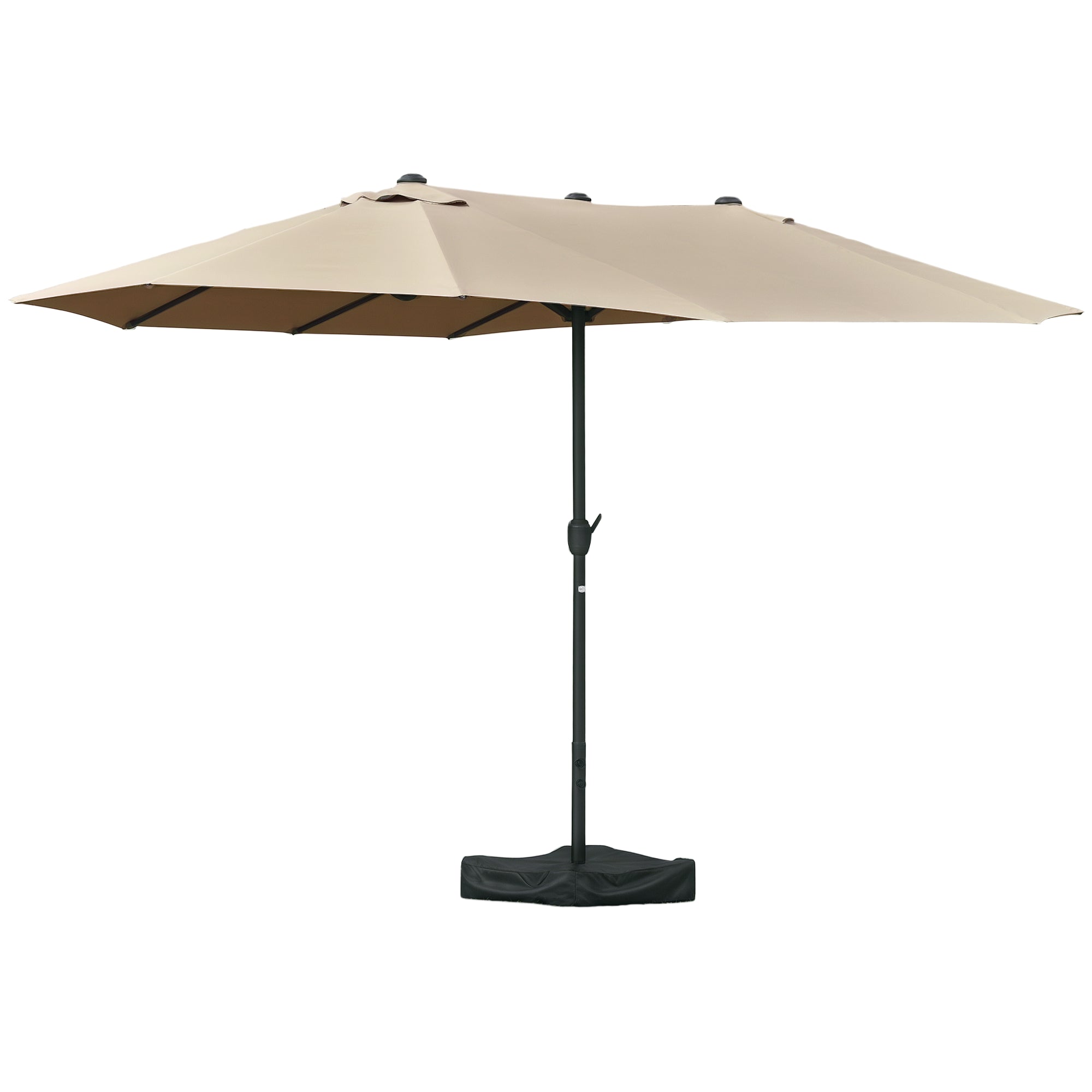 Outdoor Patio Umbrella - 15' Khaki Sunshade with Crank Lift-DECOROLALA