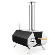 Outdoor Pizza Oven with Pizza Stone and Foldable Legs for Camping-Black-Outdoor Grills-DECOROLALA