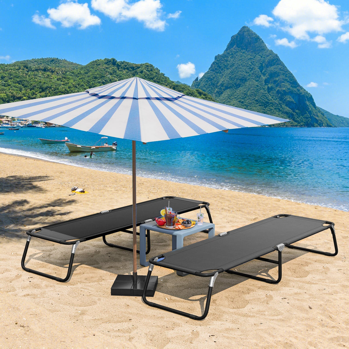 Outdoor Portable Folding Camping Bed for Sleeping Hiking Travel-Black-Camping Furniture-DECOROLALA
