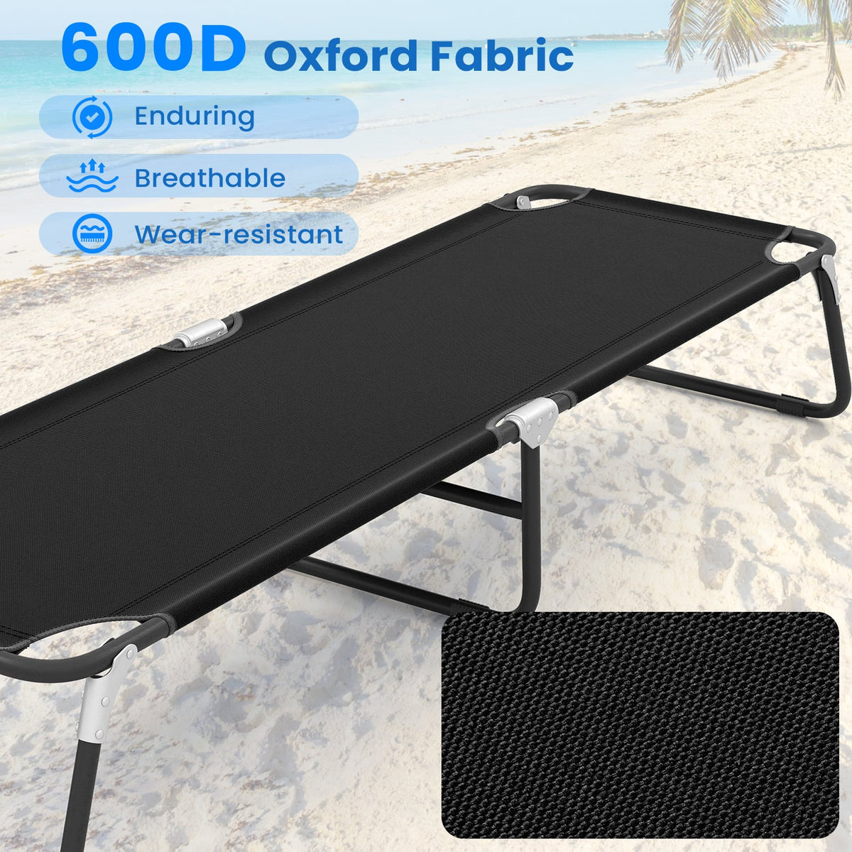 Outdoor Portable Folding Camping Bed for Sleeping Hiking Travel-Black-Camping Furniture-DECOROLALA