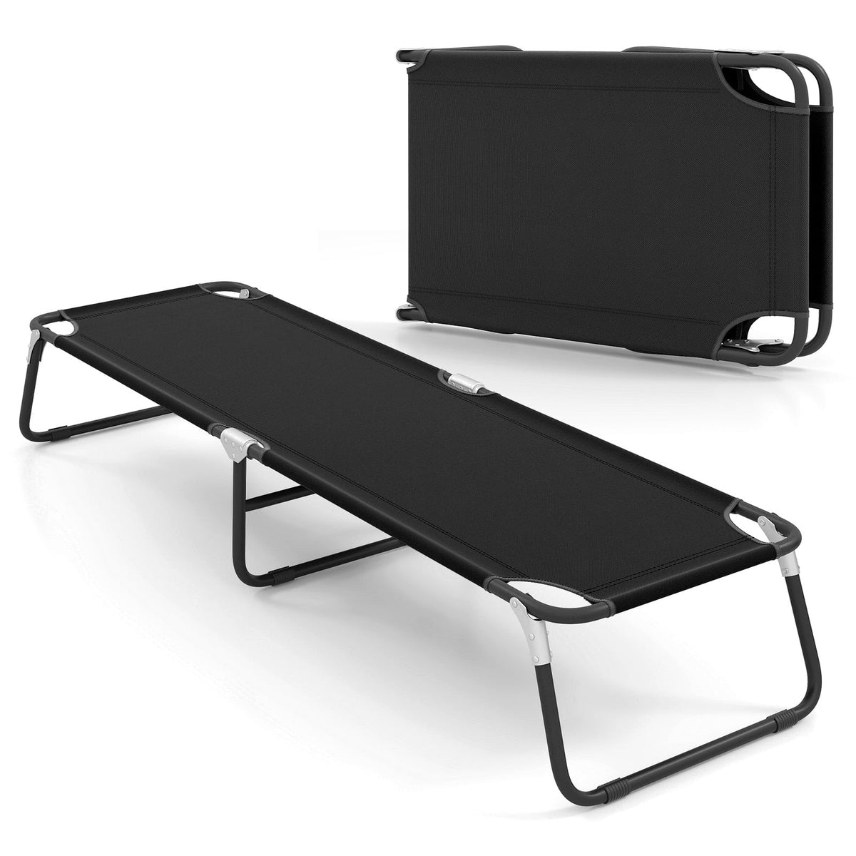 Outdoor Portable Folding Camping Bed for Sleeping Hiking Travel-Black-Camping Furniture-DECOROLALA