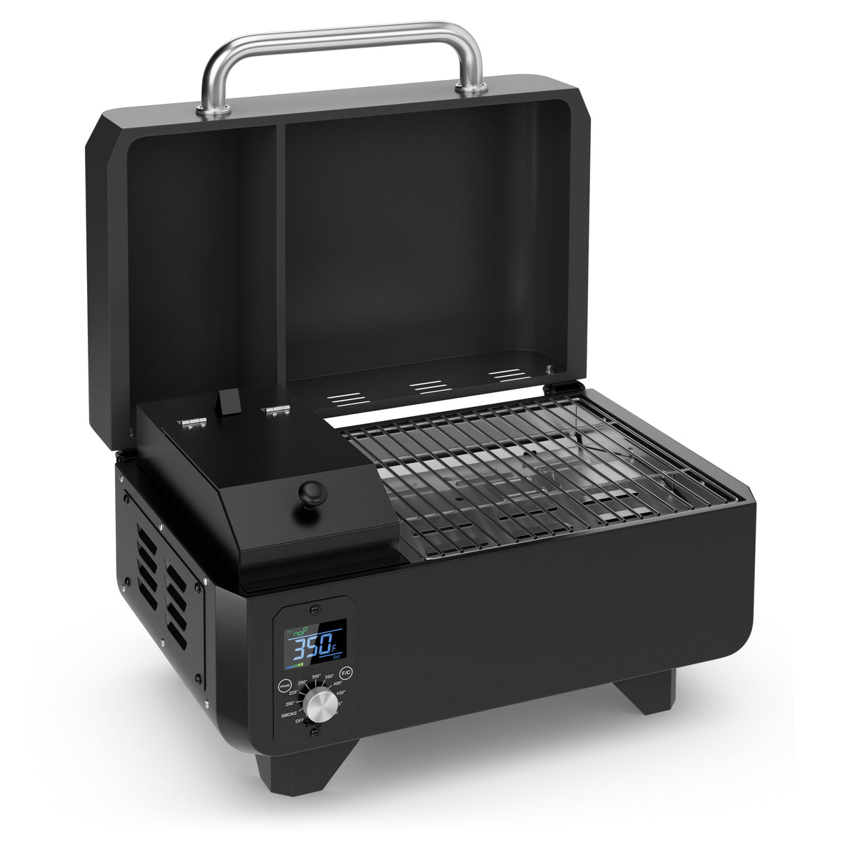 Outdoor Portable Tabletop Pellet Grill and Smoker with Digital Control System for BBQ-Black-Outdoor Grills-DECOROLALA