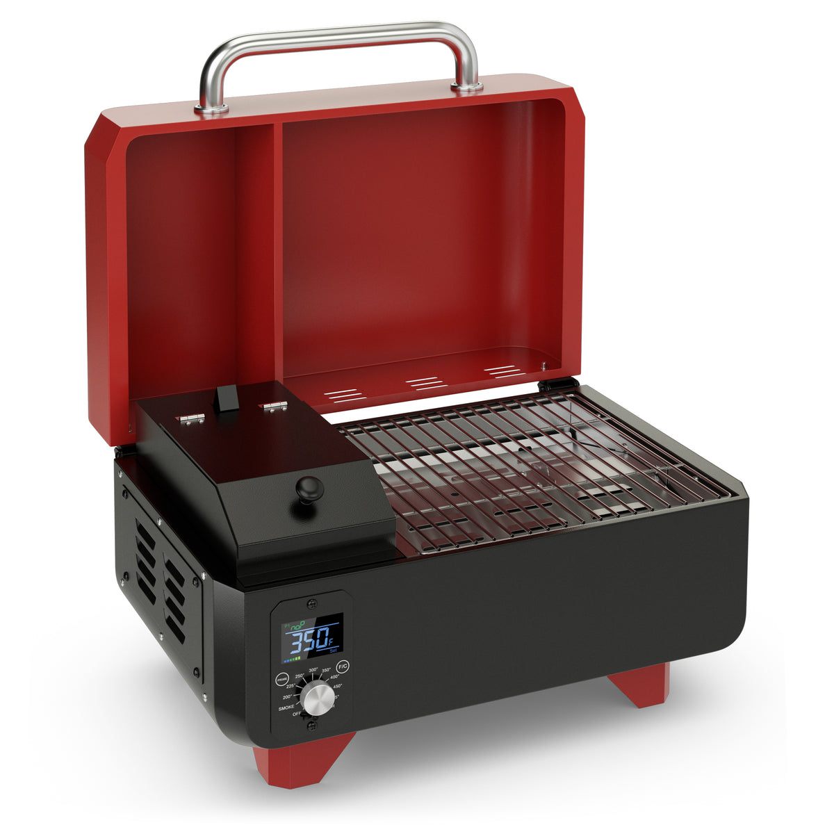 Outdoor Portable Tabletop Pellet Grill and Smoker with Digital Control System for BBQ-Red-Outdoor Grills-DECOROLALA